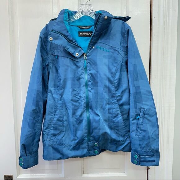 Marmot Membrain winter coat water resistant blue hooded women's medium skiing - Picture 1 of 12